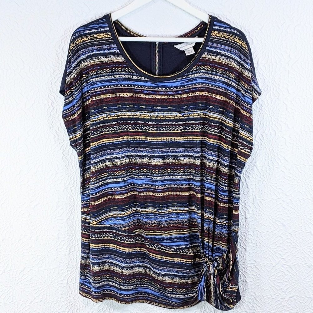 Christopher & Banks Abstract Stripes Jersey Top